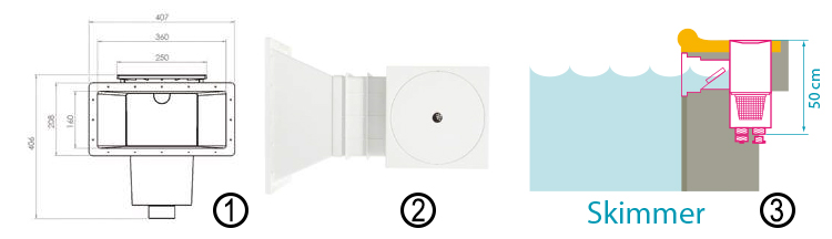 Dimensions skimmer Dimensions skimmer