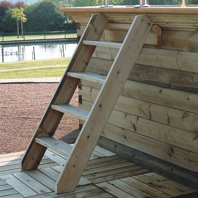 Hardwood steps for GARDIPOOL above ground wooden pools